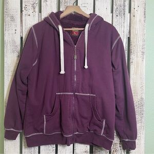 C E SCHMIDT Hoodiie Sherpa Lined Fit For Her Jacket XL Purple Full Zip Warm Cozy
